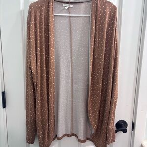 Maurices Light Weight Long Sleeve Cardigan in a Brown Polka Dot Pattern Size L